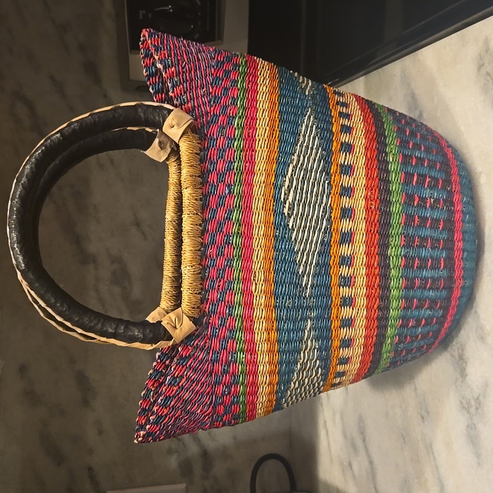 Colorful Ghana Woven Tote Bag Unique Rare Handmade New